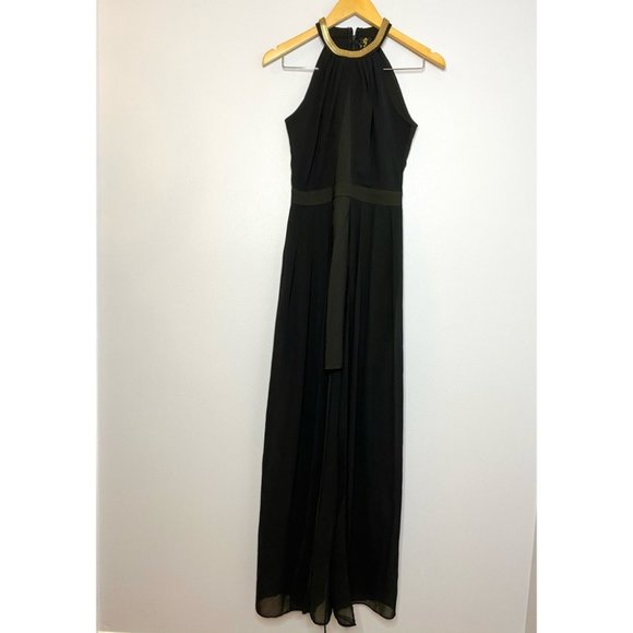 PASSION FUSION Black Maxi Dress Gold Trim - Picture 2 of 12